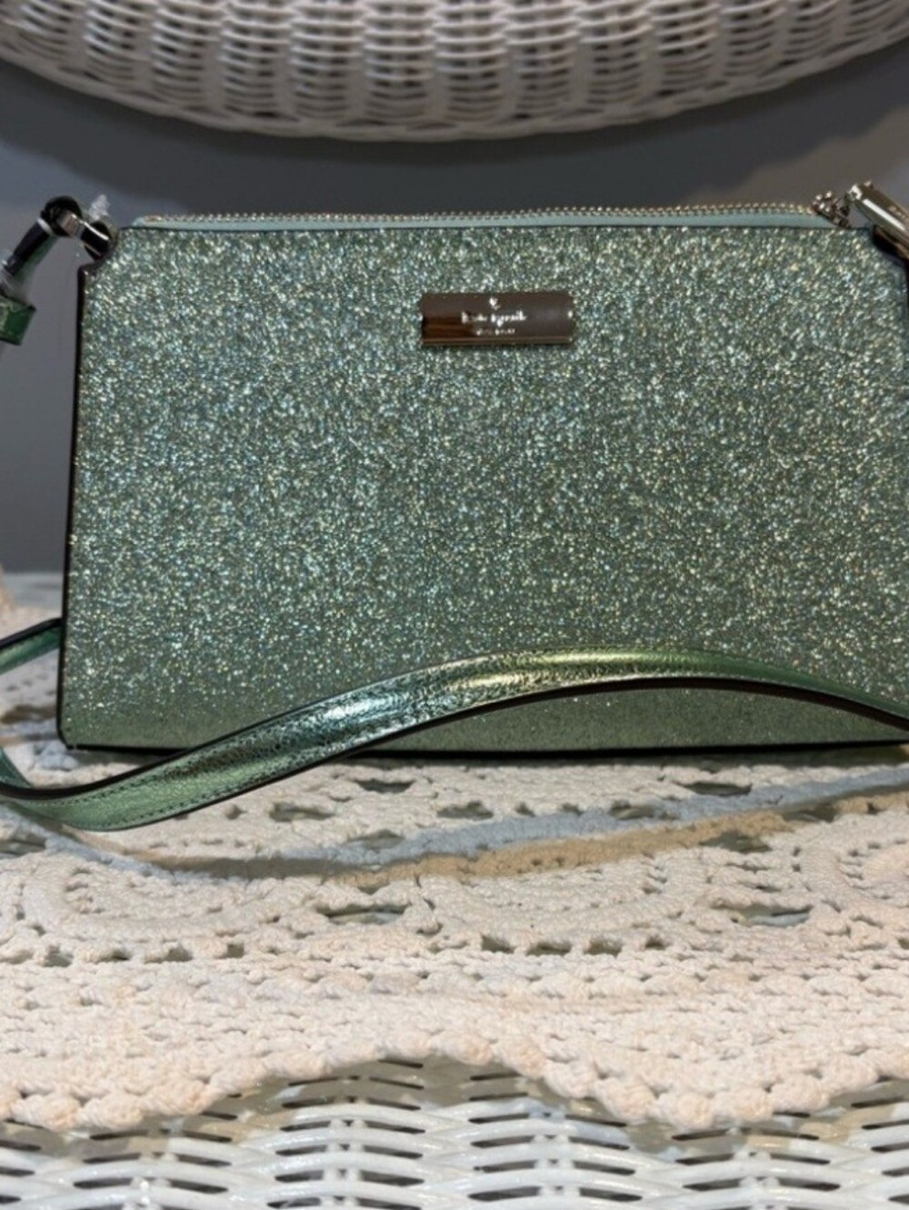 Kate Spade Metallic Green Glitter Bag - Picture 15 of 16